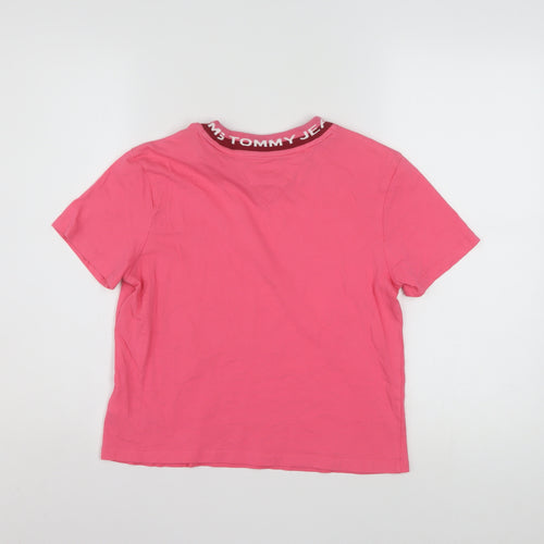 Tommy Jeans Womens Pink Cotton Crew Neck T-Shirt Size M