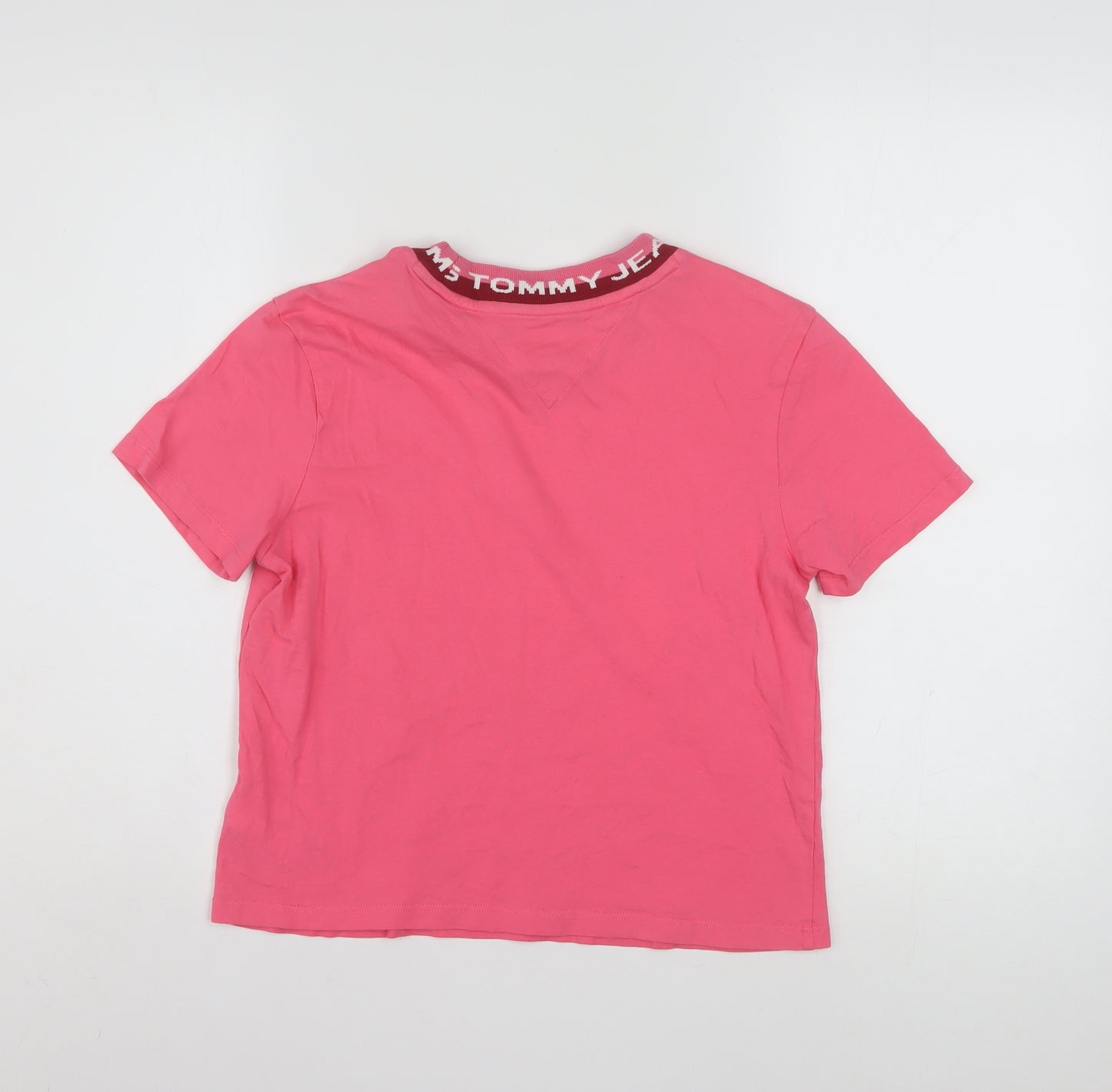 Tommy Jeans Womens Pink Cotton Crew Neck T-Shirt Size M