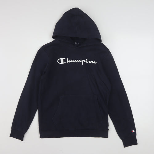 Champion Boys Black Hoodie 13-14 Years Pullover Fleece Logo Sweatshirt