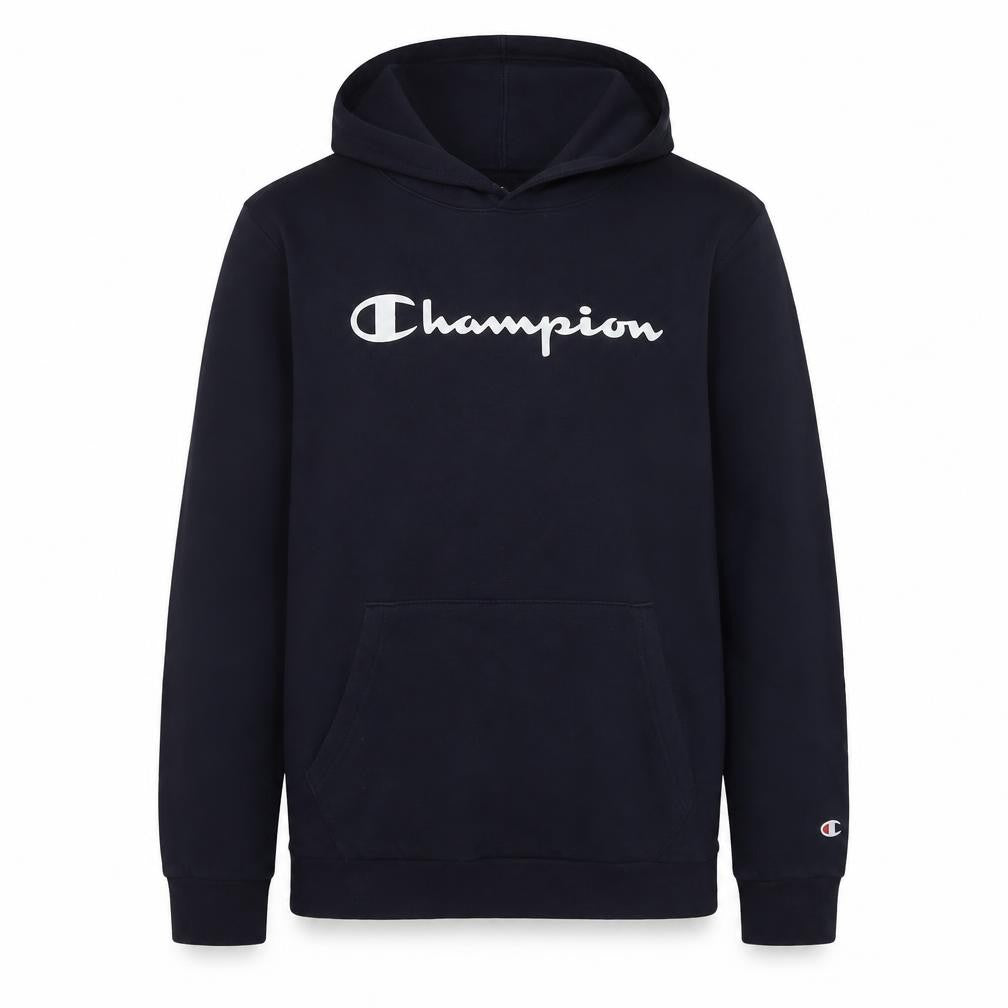 Champion Boys Black Hoodie 13-14 Years Pullover Fleece Logo Sweatshirt