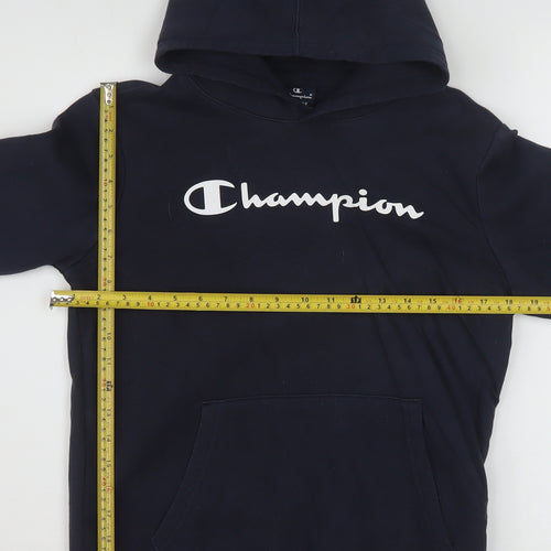 Champion Boys Black Hoodie 13-14 Years Pullover Fleece Logo Sweatshirt