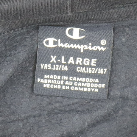 Champion Boys Black Hoodie 13-14 Years Pullover Fleece Logo Sweatshirt