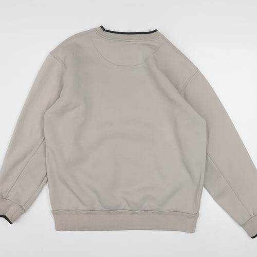 Puma Men Beige Pullover Sweatshirt M Logo Crew Neck Fleece