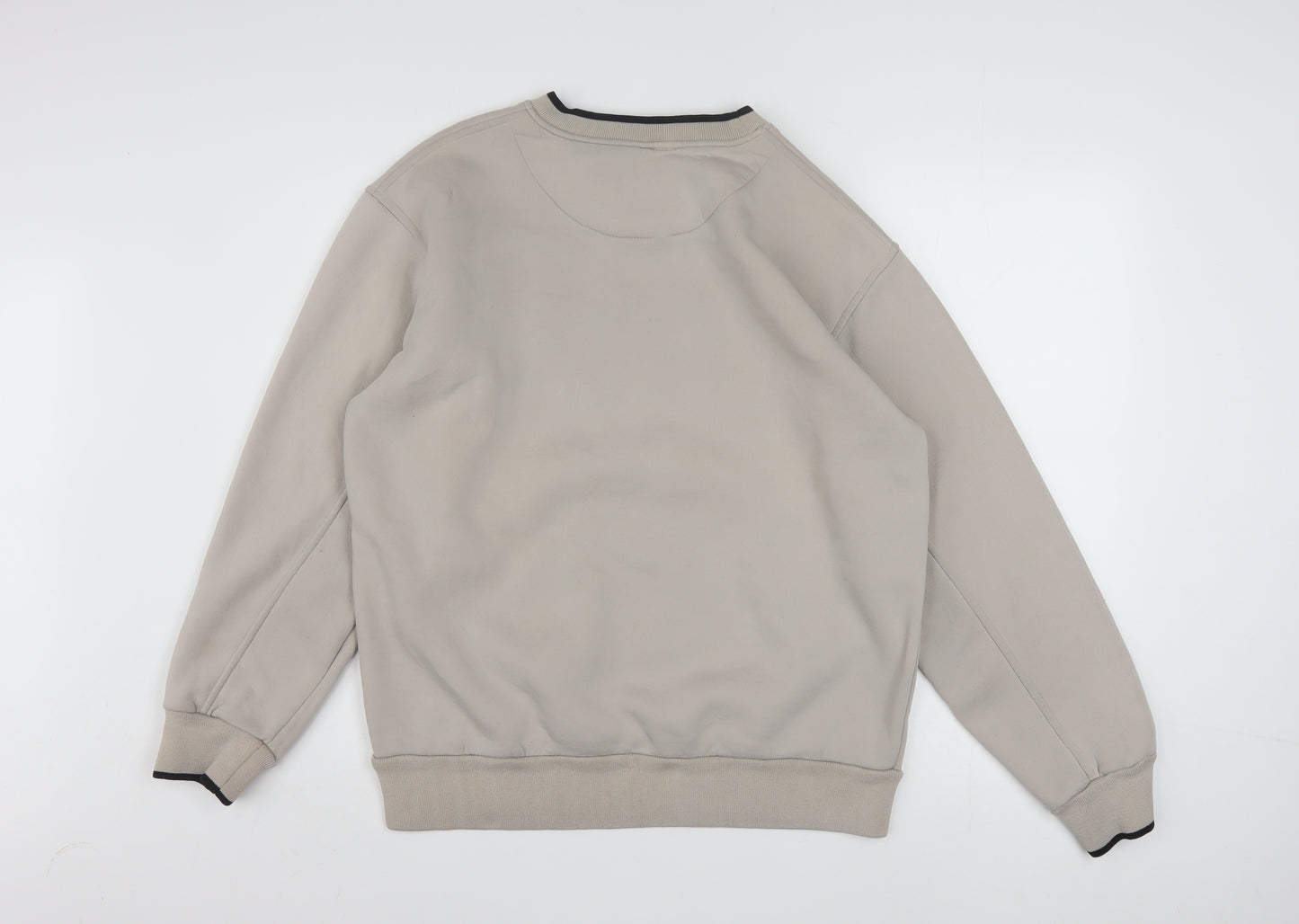 Puma Men Beige Pullover Sweatshirt M Logo Crew Neck Fleece