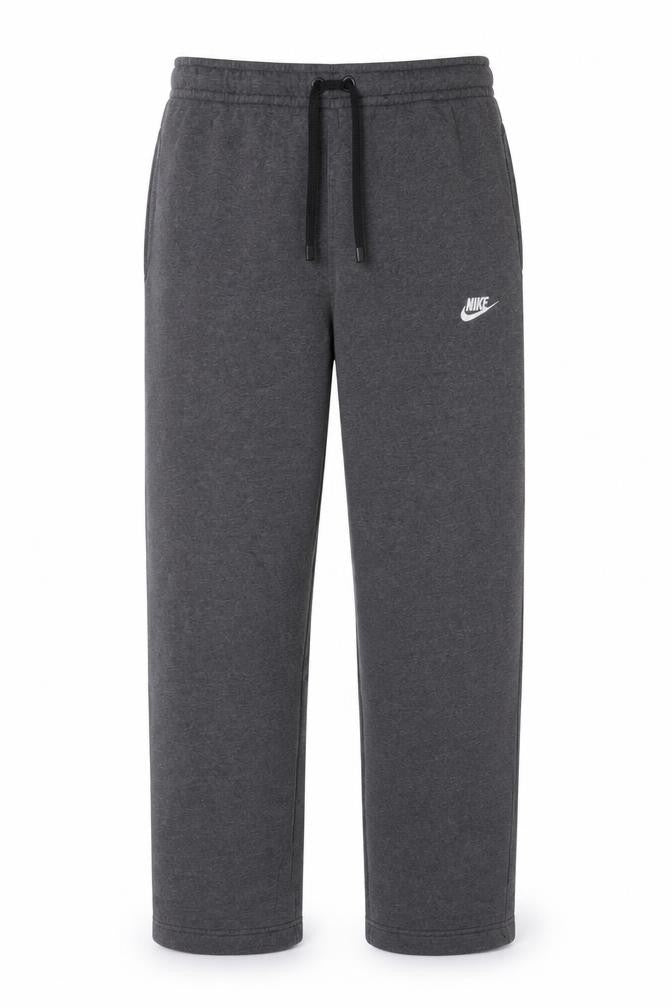Front view of Nike Men's Grey Fleece Sweatpants M Regular Fit Drawstring Activewear