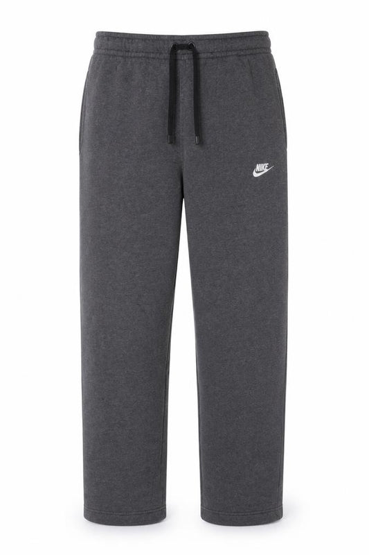 Front view of Nike Men's Grey Fleece Sweatpants M Regular Fit Drawstring Activewear