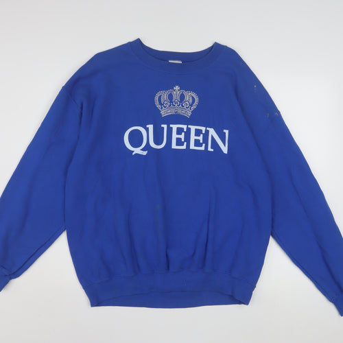 Gildan Women's Blue QUEEN Crown Graphic Pullover Sweatshirt L