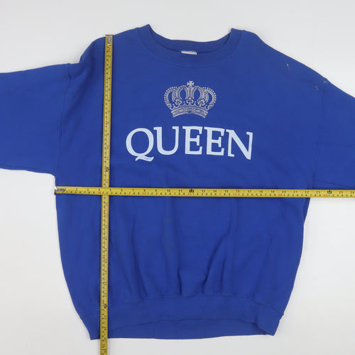 Gildan Women's Blue QUEEN Crown Graphic Pullover Sweatshirt L
