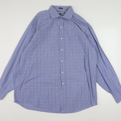Tommy Hilfiger Men's Blue Check Cotton Button-Up Shirt XL Regular Fit