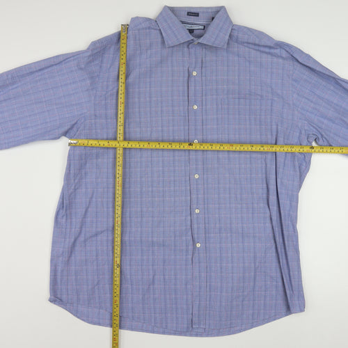 Tommy Hilfiger Men's Blue Check Cotton Button-Up Shirt XL Regular Fit