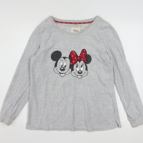 Disney Womens Grey Mickey & Minnie Long Sleeve Pyjama Top M