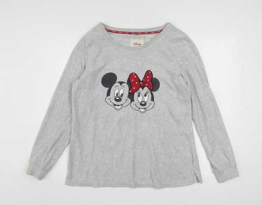 Disney Womens Grey Mickey & Minnie Long Sleeve Pyjama Top M