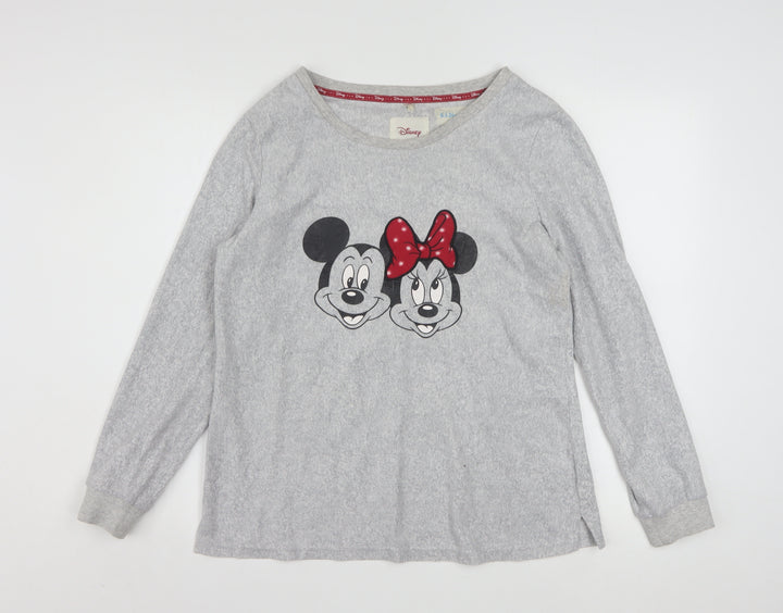 Disney Womens Grey Mickey & Minnie Long Sleeve Pyjama Top M