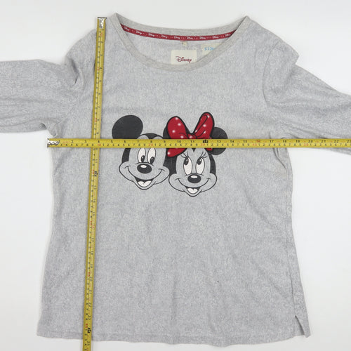 Disney Womens Grey Mickey & Minnie Long Sleeve Pyjama Top M