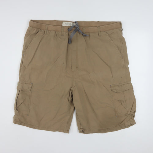 Wrangler Mens Beige Cargo Shorts 2XL Elastic Waist Outdoor Style