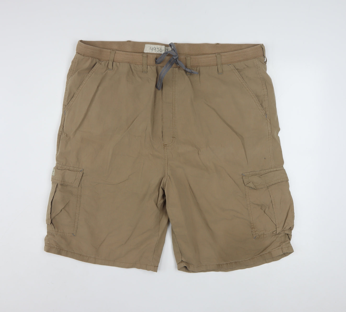 Wrangler Mens Beige Cargo Shorts 2XL Elastic Waist Outdoor Style