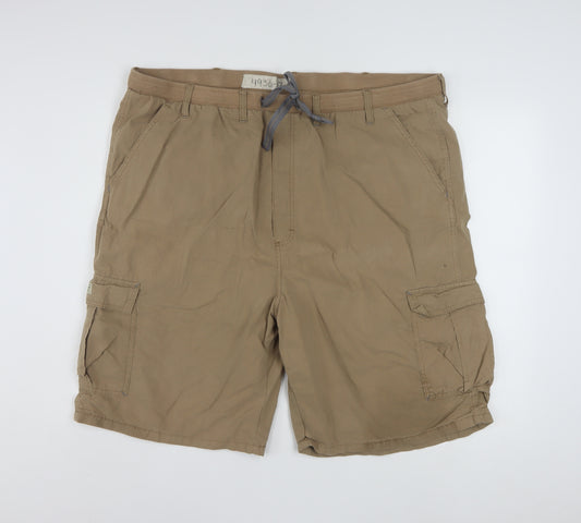 Wrangler Mens Beige Cargo Shorts 2XL Elastic Waist Outdoor Style