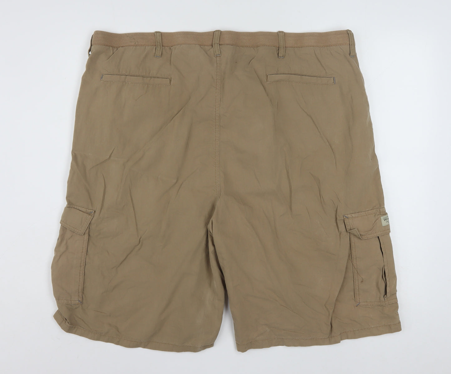 Wrangler Mens Beige Cargo Shorts 2XL Elastic Waist Outdoor Style