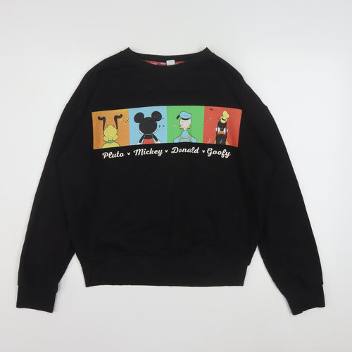 Disney Women's Black Small Mickey Pluto Donald Goofy Sweatshirt