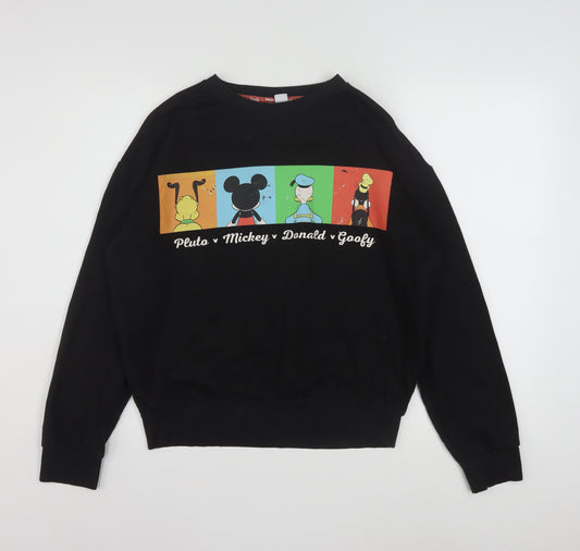 Disney Women's Black Small Mickey Pluto Donald Goofy Sweatshirt