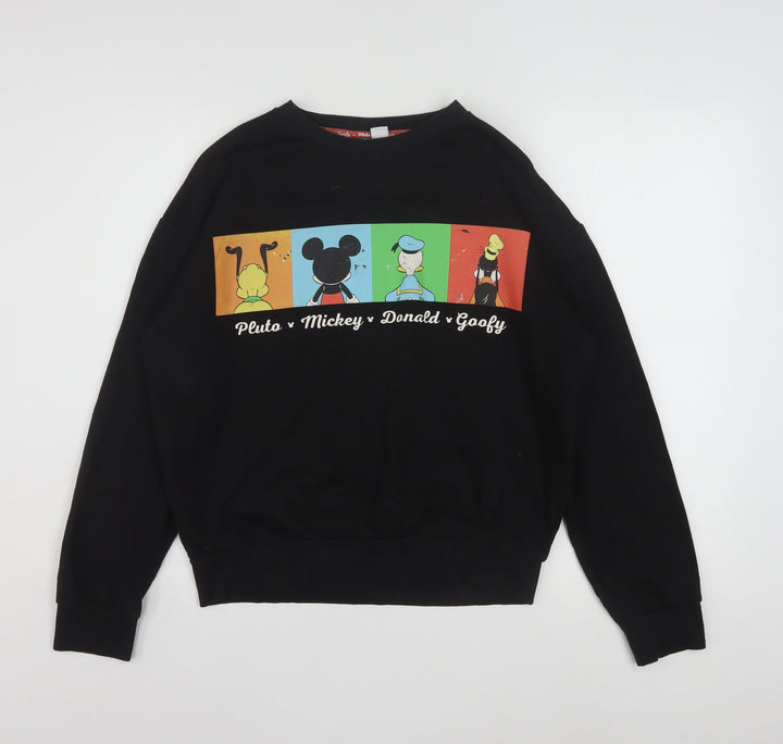 Disney Women's Black Small Mickey Pluto Donald Goofy Sweatshirt