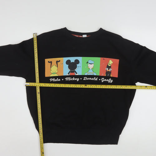Disney Women's Black Small Mickey Pluto Donald Goofy Sweatshirt