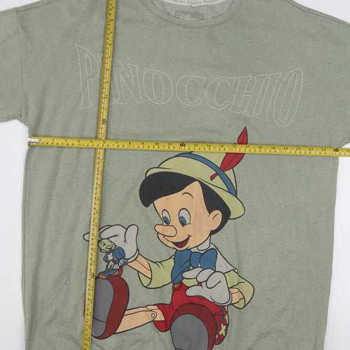 Disney Women Green Pinocchio Sweatshirt Size 12-14 Crew Neck Pullover