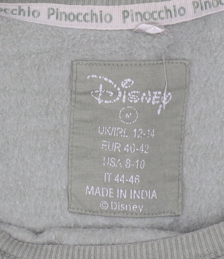 Disney Women Green Pinocchio Sweatshirt Size 12-14 Crew Neck Pullover