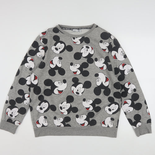 Disney Women Grey Mickey Mouse Pullover Sweatshirt Size M 12/14