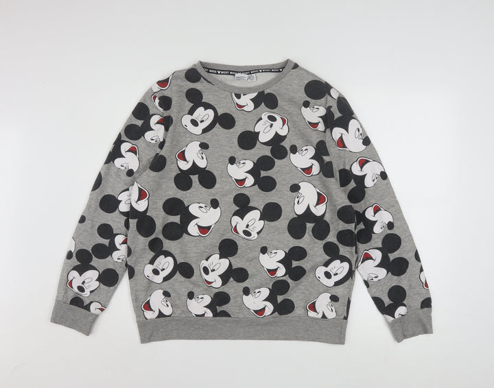 Disney Women Grey Mickey Mouse Pullover Sweatshirt Size M 12/14
