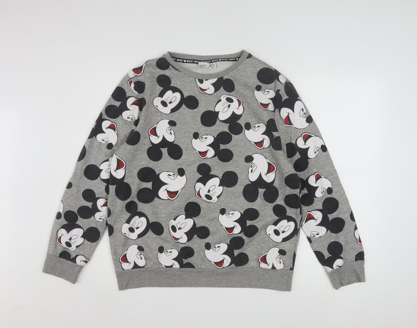 Disney Women Grey Mickey Mouse Pullover Sweatshirt Size M 12/14