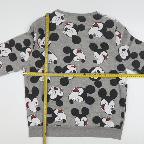 Disney Women Grey Mickey Mouse Pullover Sweatshirt Size M 12/14
