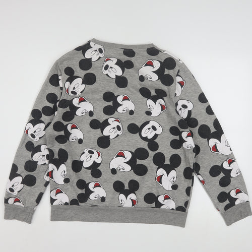 Disney Women Grey Mickey Mouse Pullover Sweatshirt Size M 12/14
