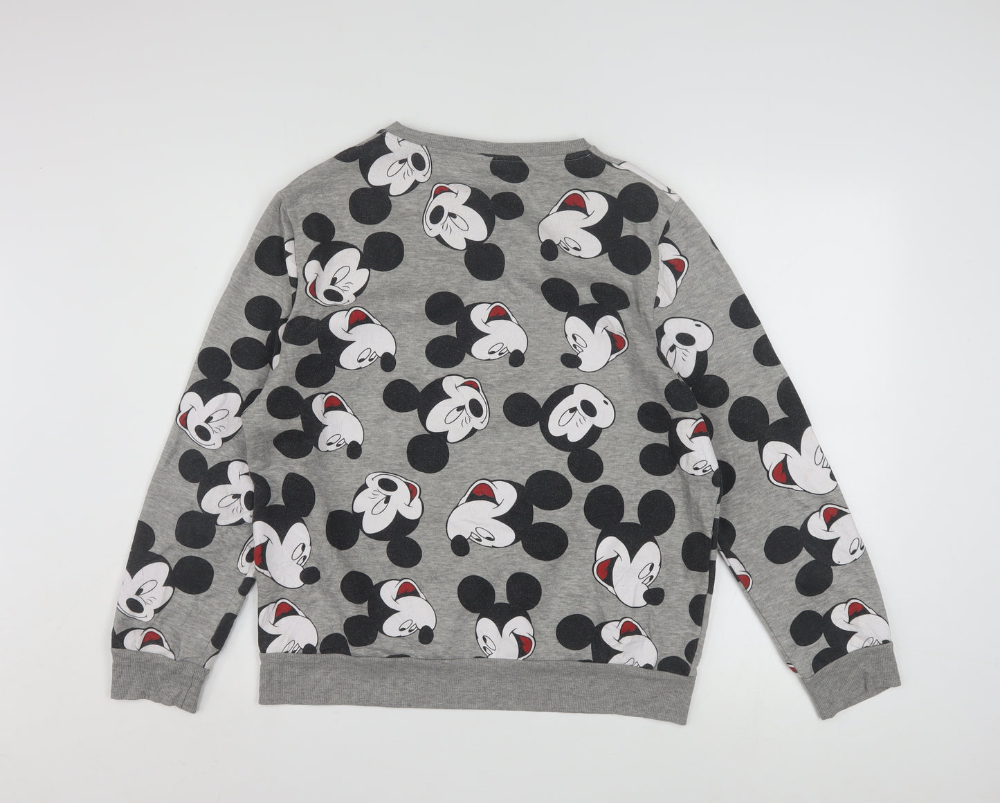 Disney Women Grey Mickey Mouse Pullover Sweatshirt Size M 12/14