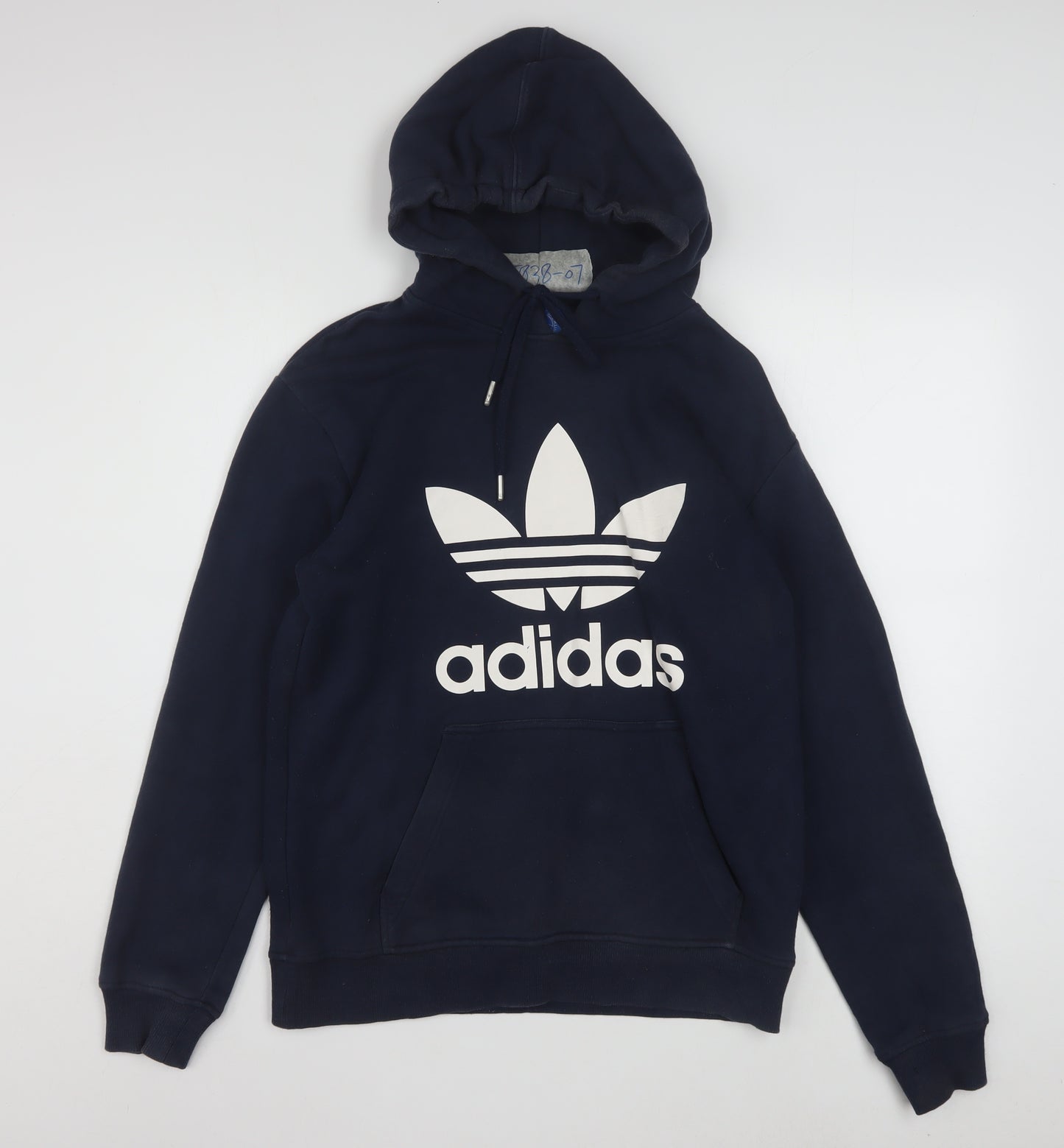 Adidas Men's Blue Pullover Hoodie Small Logo Fleece Sweatshirt
