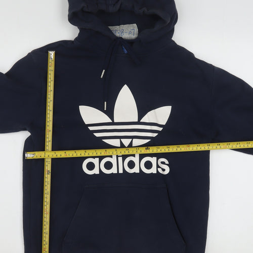 Adidas Men's Blue Pullover Hoodie Small Logo Fleece Sweatshirt