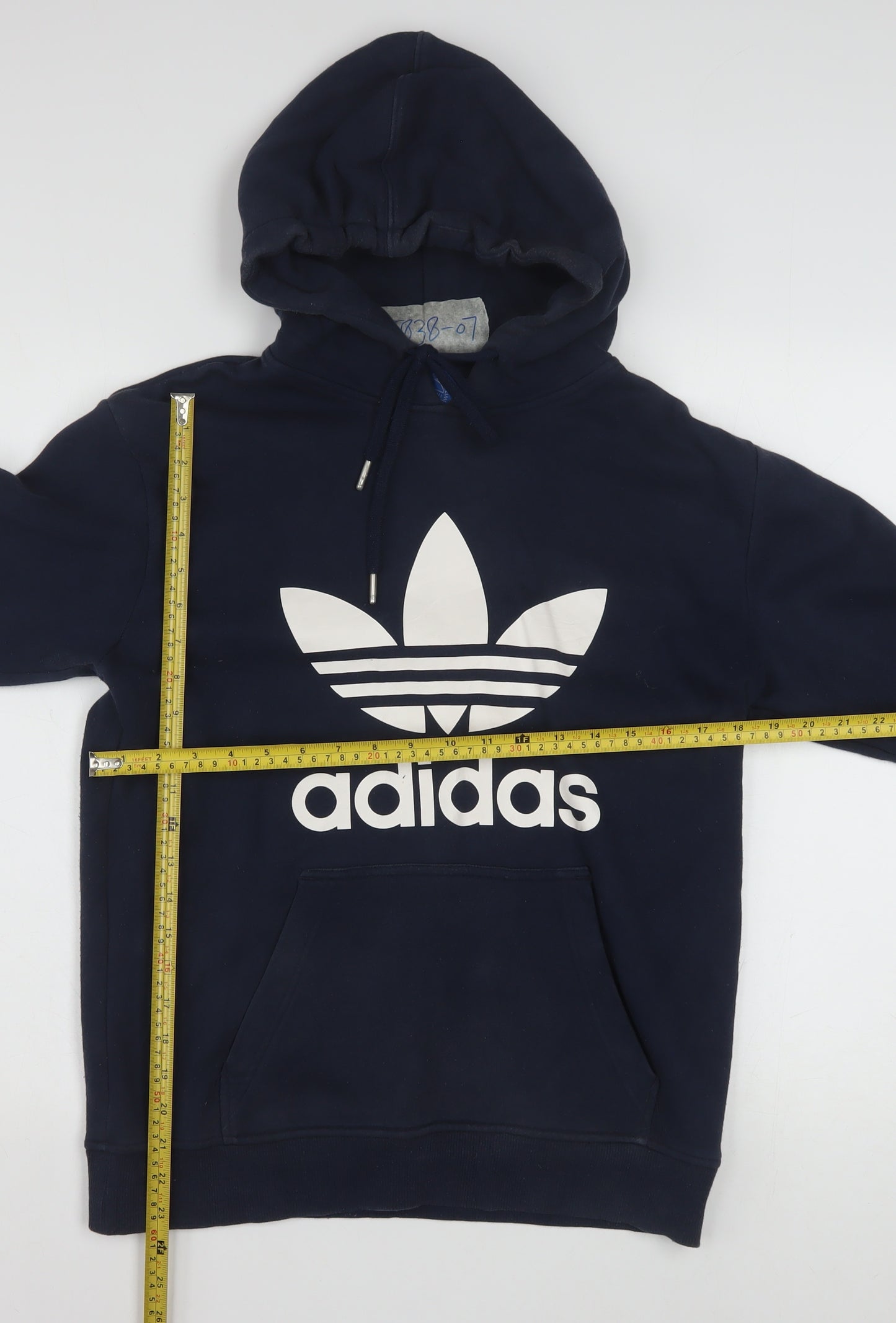 Adidas Men's Blue Pullover Hoodie Small Logo Fleece Sweatshirt