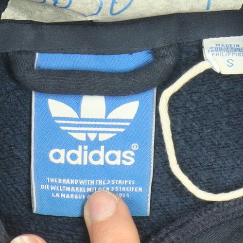 Adidas Men's Blue Pullover Hoodie Small Logo Fleece Sweatshirt
