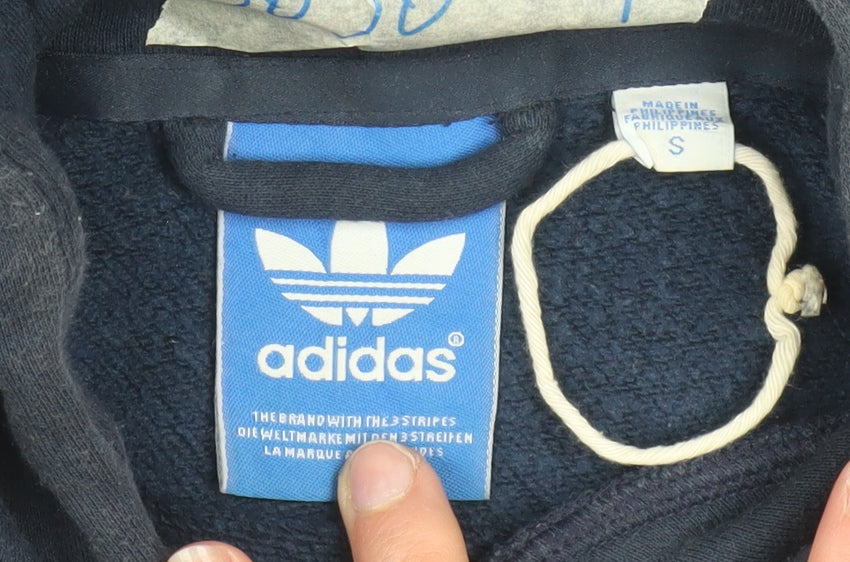 Adidas Men's Blue Pullover Hoodie Small Logo Fleece Sweatshirt