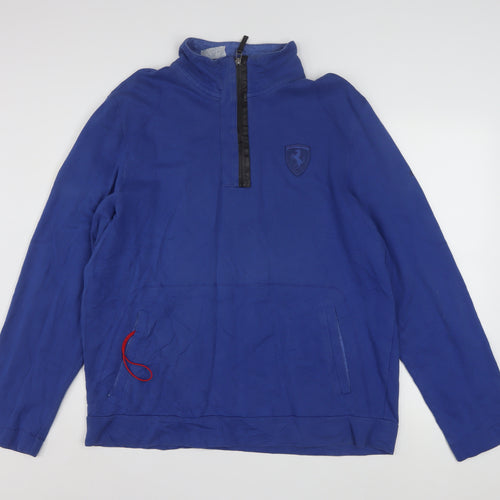 Puma Men's Blue XL 1/4 Zip Ferrari Logo Sweatshirt Pullover