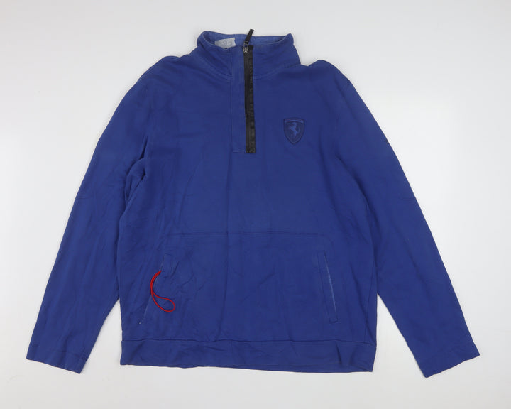 Puma Men's Blue XL 1/4 Zip Ferrari Logo Sweatshirt Pullover