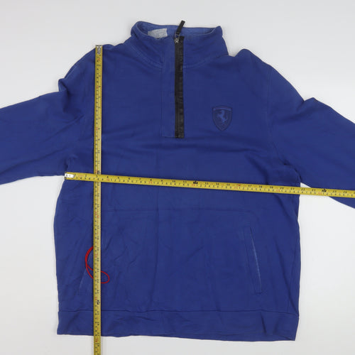 Puma Men's Blue XL 1/4 Zip Ferrari Logo Sweatshirt Pullover