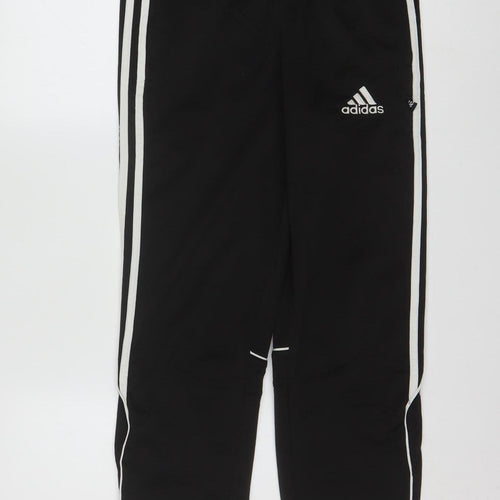 Adidas Teens Black 12A Track Pants with Pockets and Elastic Waist
