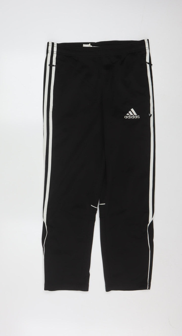 Adidas Teens Black 12A Track Pants with Pockets and Elastic Waist