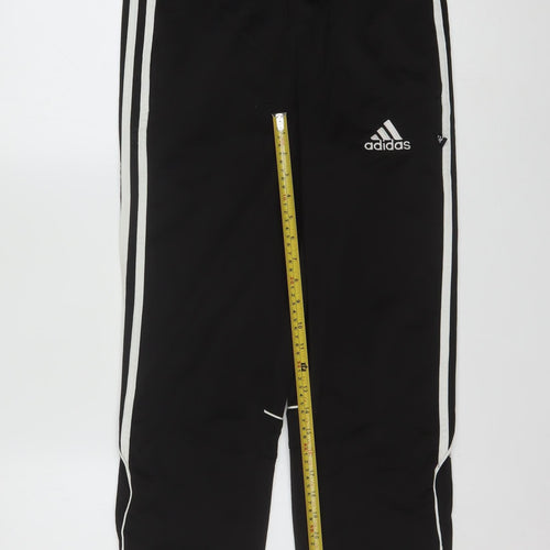 Adidas Teens Black 12A Track Pants with Pockets and Elastic Waist