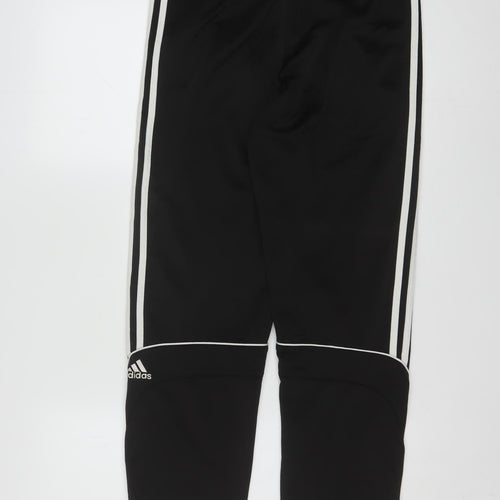 Adidas Teens Black 12A Track Pants with Pockets and Elastic Waist