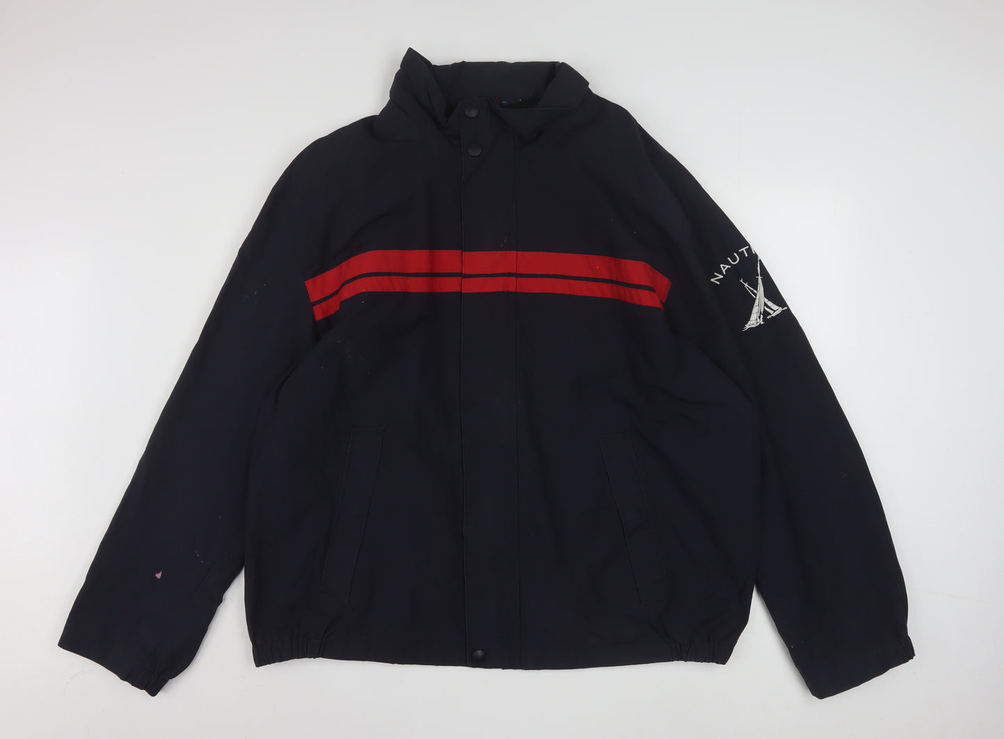 Nautica Men’s Blue Red Stripe 2XL Windbreaker Jacket