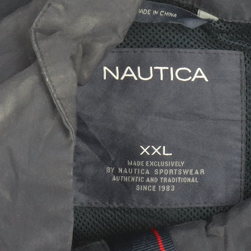 Nautica Men’s Blue Red Stripe 2XL Windbreaker Jacket