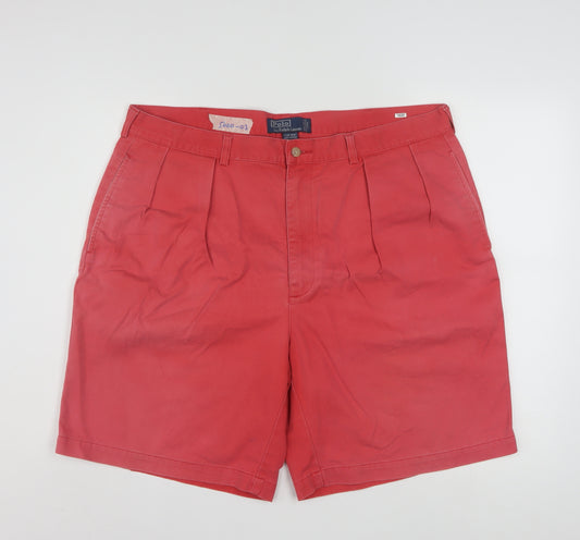 Ralph Lauren Men's Red Chino Shorts 40 Regular Pleated Cotton