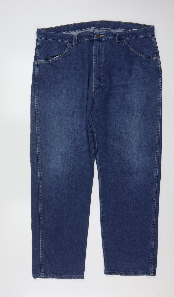 Wrangler Men's Blue Regular Fit Straight Leg Jeans 40x30